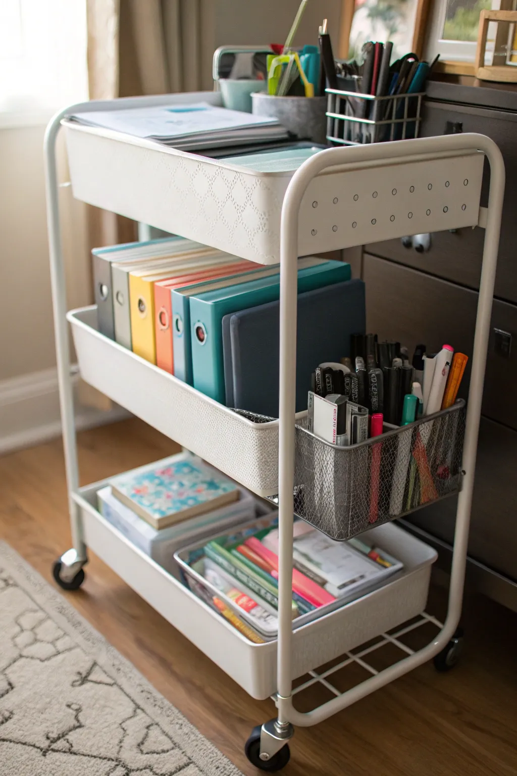 Make use of every inch with a convenient rolling cart.