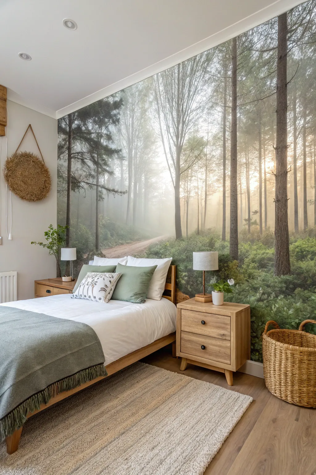 Nature-inspired murals infuse tranquility into your bedroom.