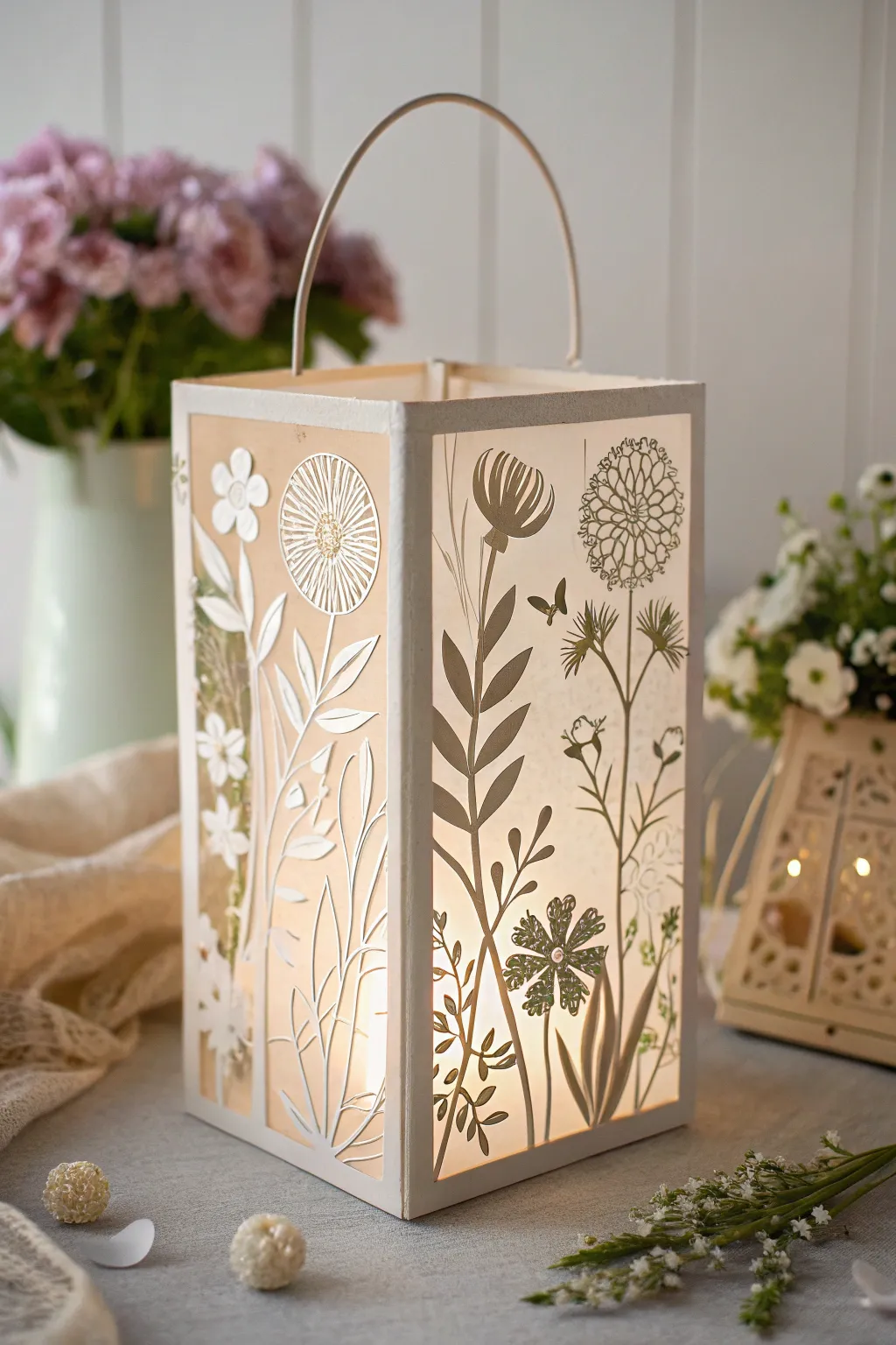 Illuminate your space with the elegance of nature-inspired floral lanterns, where simplicity meets artistry.