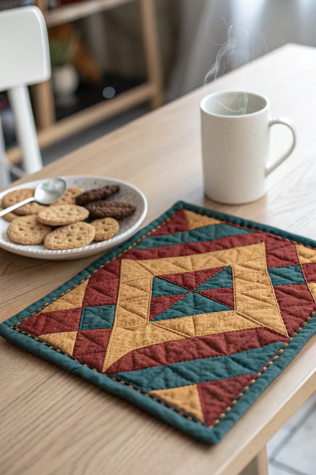 Add a touch of handcrafted elegance to your coffee break with these charming quilted mug rugs.