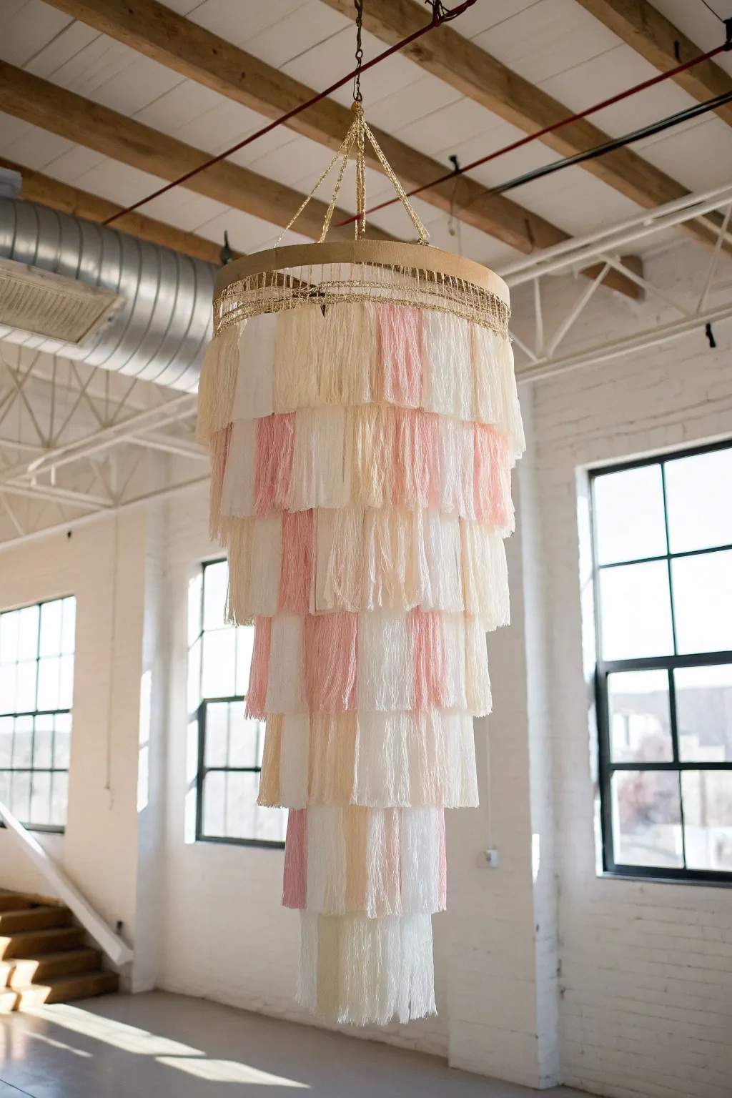 Elevate your space with the delicate beauty of a DIY Crepe Paper Chandelier. Perfect for adding a touch of elegance and creativity to any minimalist home.