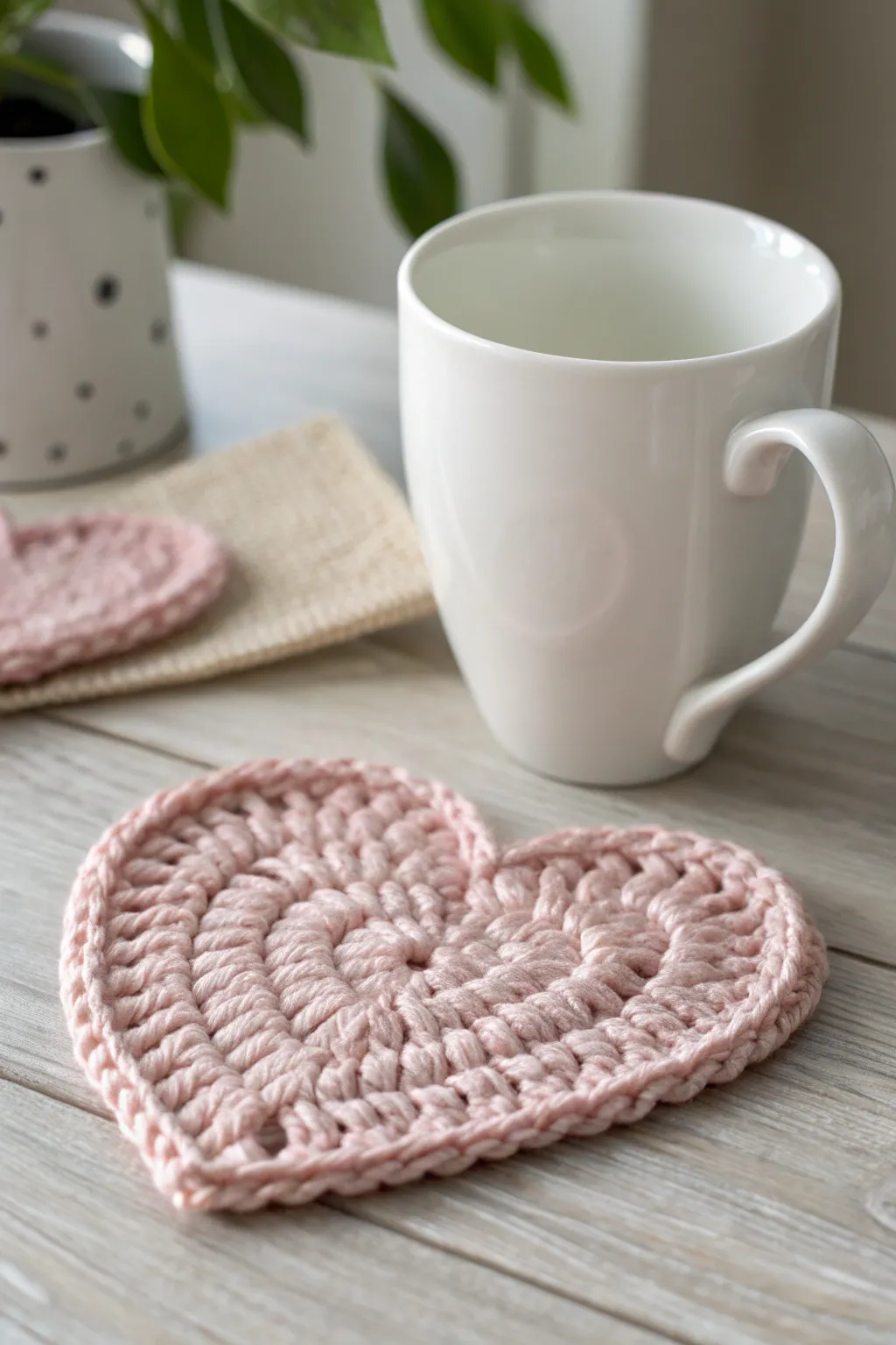 Add a touch of love to your coffee moments with these charming crochet heart coasters.