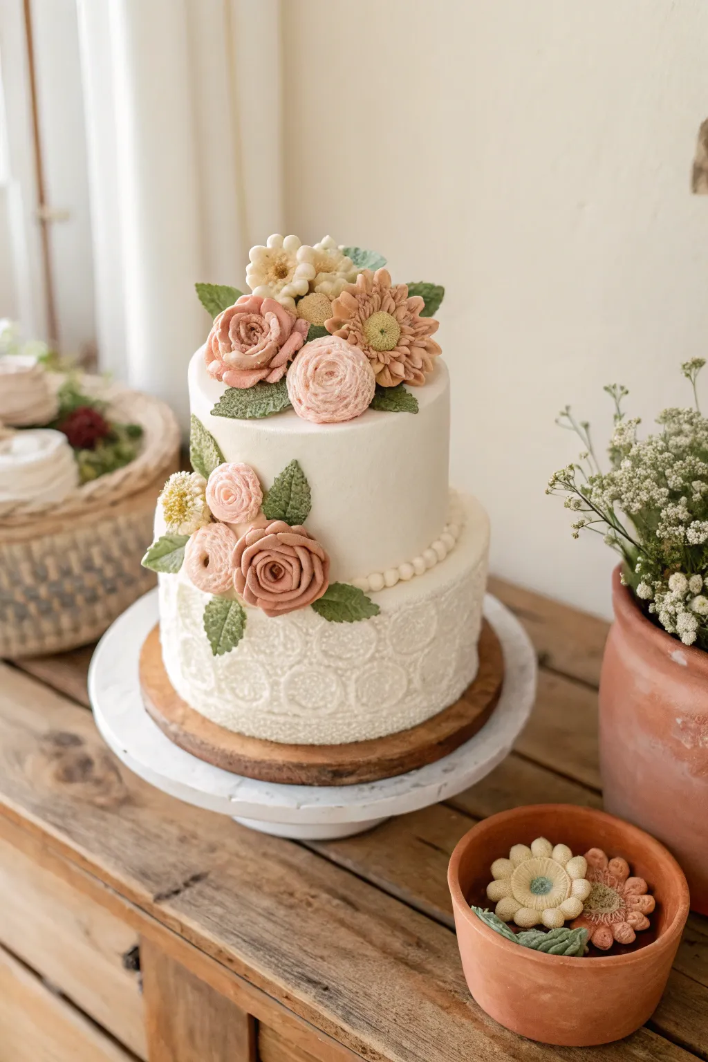 Elevate your wedding cake with a charming crochet topper, blending minimalist elegance with artisanal beauty.