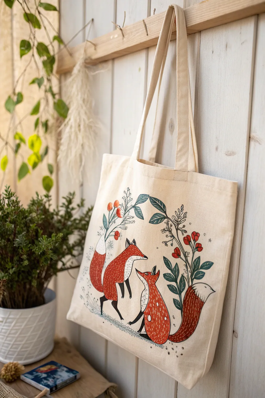 Embrace whimsy and style with a custom tote boasting playful foxes—where art meets everyday elegance.