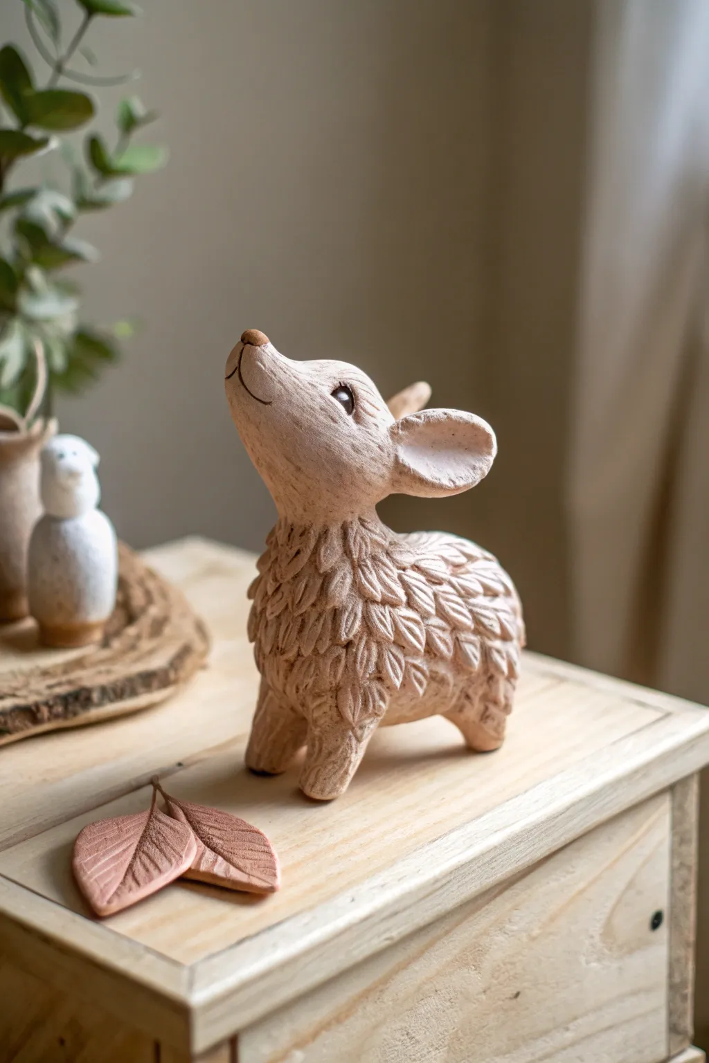 Delight in the charm of handcrafted whimsy with this miniature clay animal, perfect for adding a touch of playful elegance to your decor.