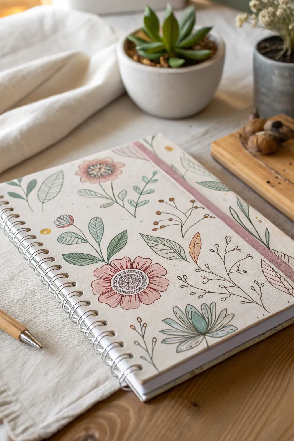 Transform your notebook into a canvas of creativity with delicate floral doodles.