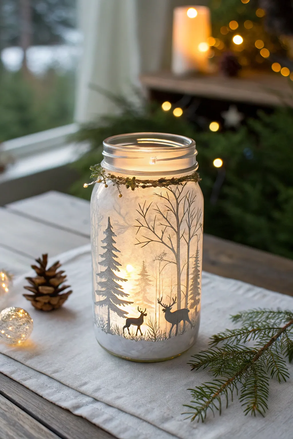 Transform a simple mason jar into a magical winter wonderland with decoupage art – perfect for adding a touch of holiday charm to your home decor.