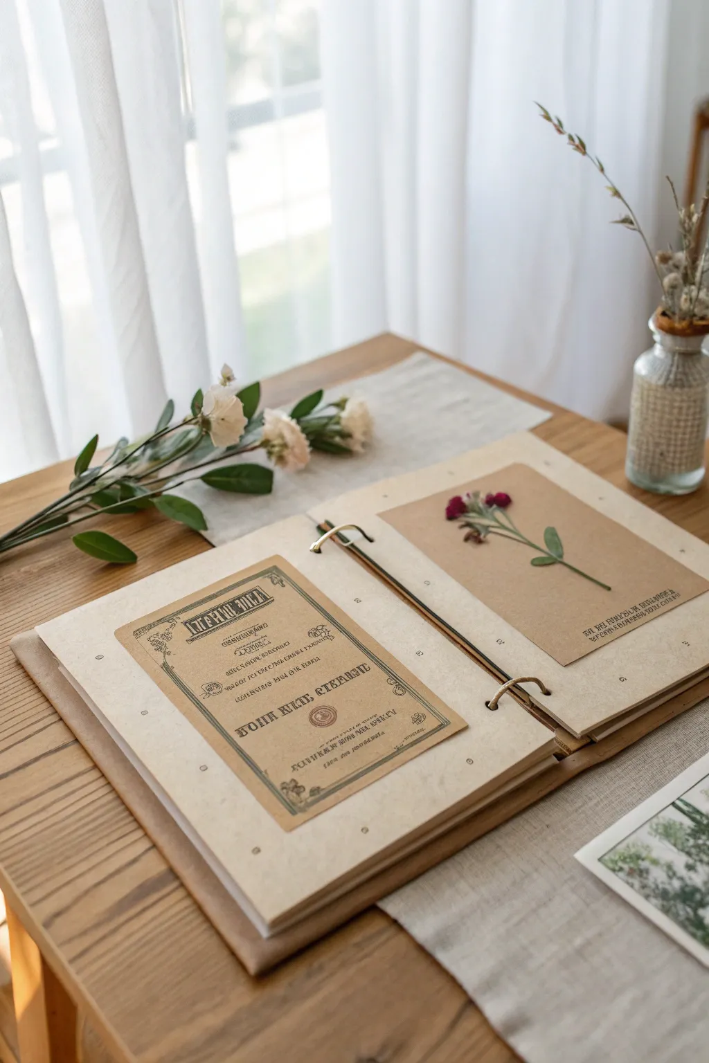 Capture your love story in a handcrafted scrapbook that speaks volumes.