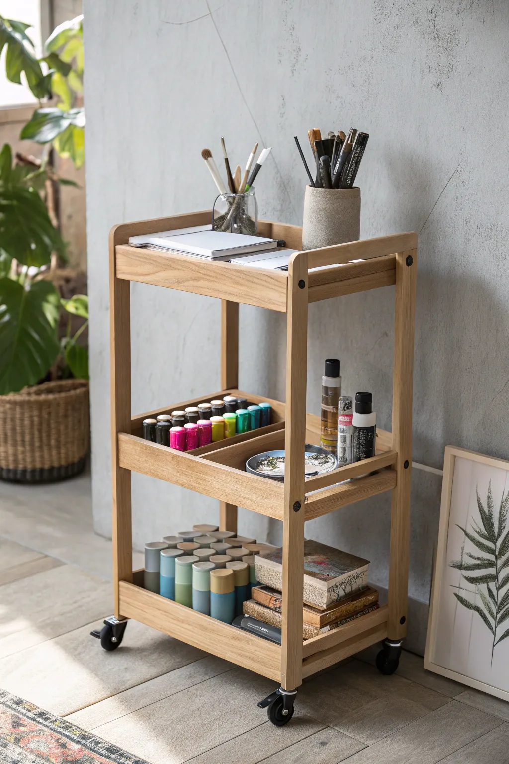 Craft on the Move: Organize your art supplies with Scandinavian elegance and boho flair. #ArtfulLiving