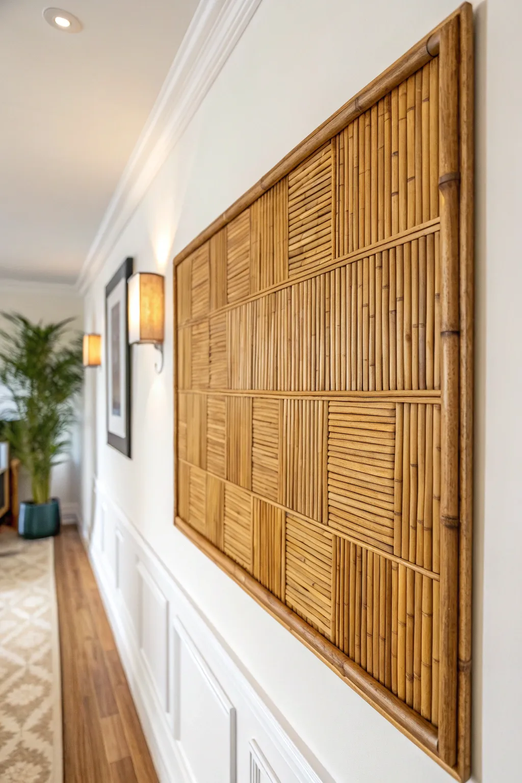 Transform your space with the natural elegance of bamboo wall panels. #DIYDecor #ScandiBoho