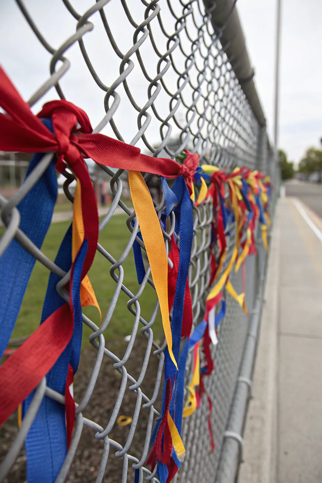 Add a touch of vibrant artistry to your fence with woven ribbons and fabrics!