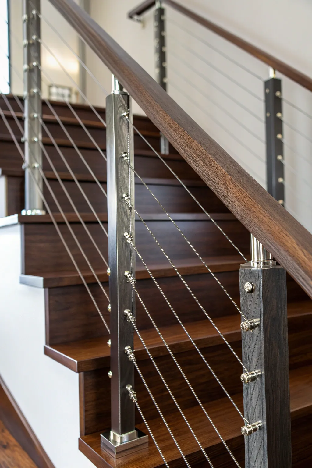 Transform your stairway with sleek cable railings for a modern touch.