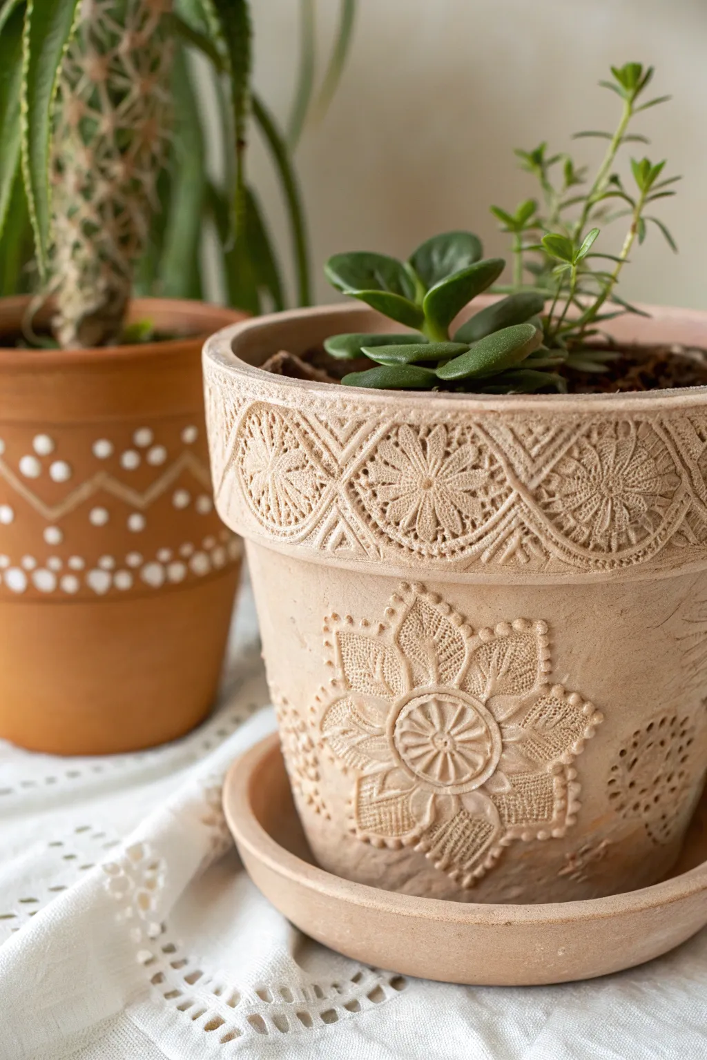 Embrace nature's elegance with this textured clay pot, where vintage charm meets minimalist design.