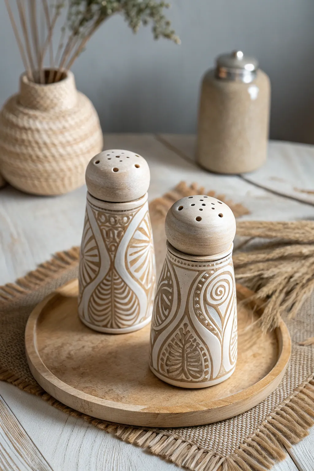 Elevate your dining experience with these artisan-crafted clay shakers, where art meets functionality in minimalist elegance.
