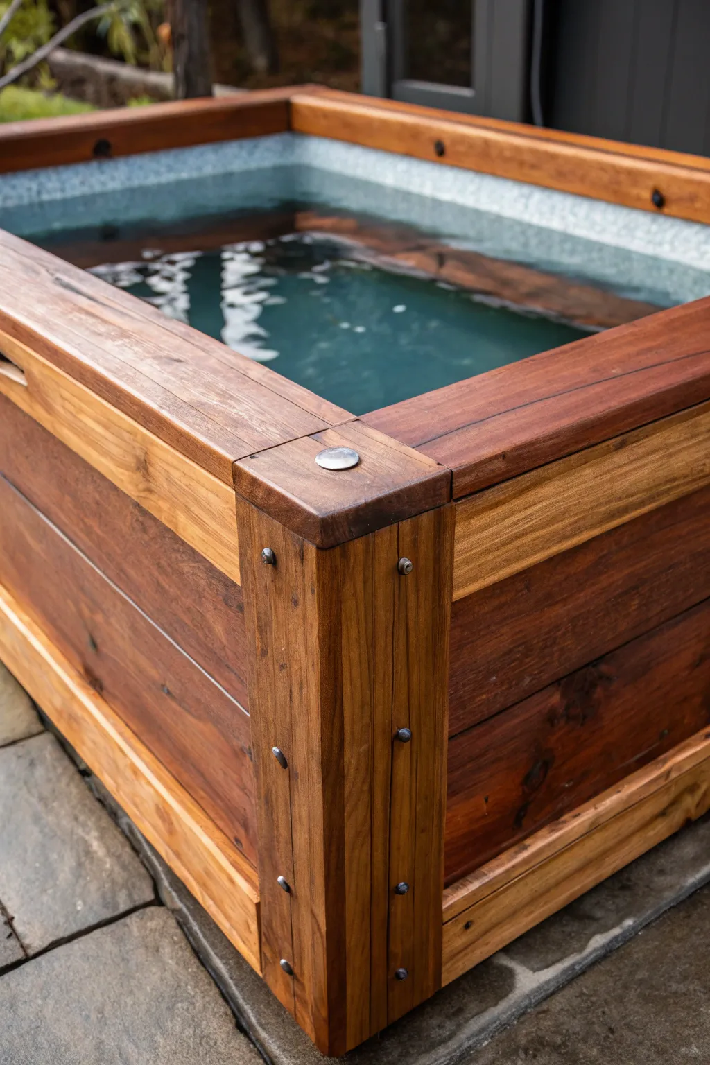 Elevate your DIY cold plunge experience with this stunning wooden enclosure, where craftsmanship meets style.