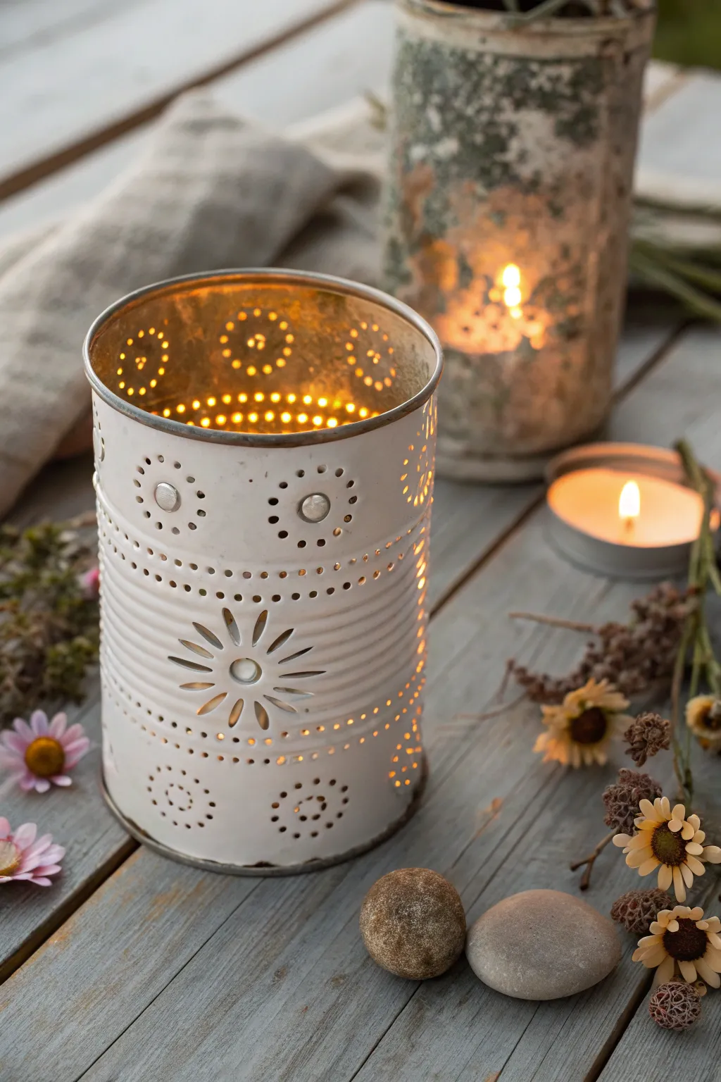 Transform your backyard with the enchanting glow of vintage tin can lanterns—where rustic charm meets minimalist elegance.