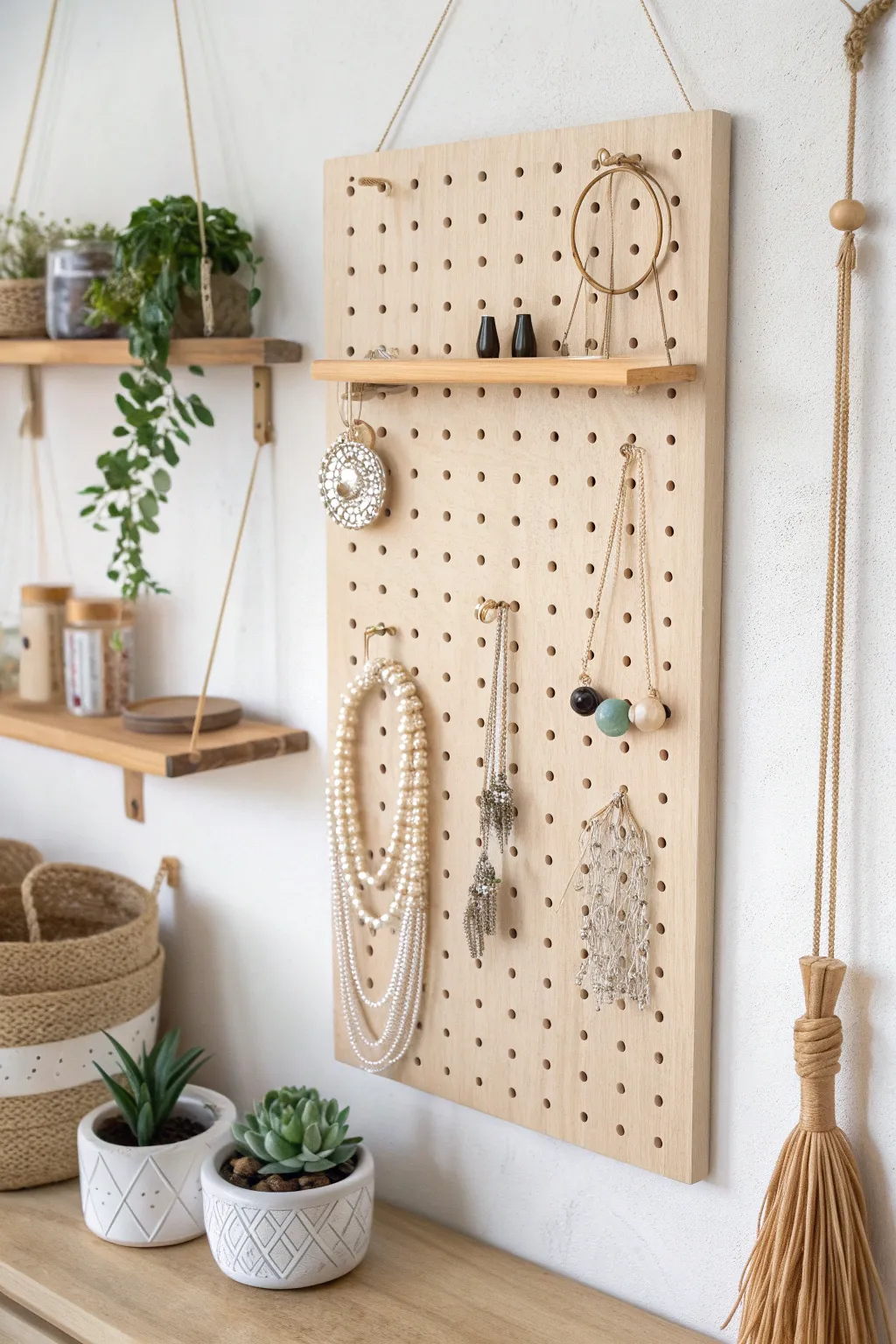 Elevate your craft show booth with a stylish hanging pegboard – where functionality meets Scandinavian elegance.