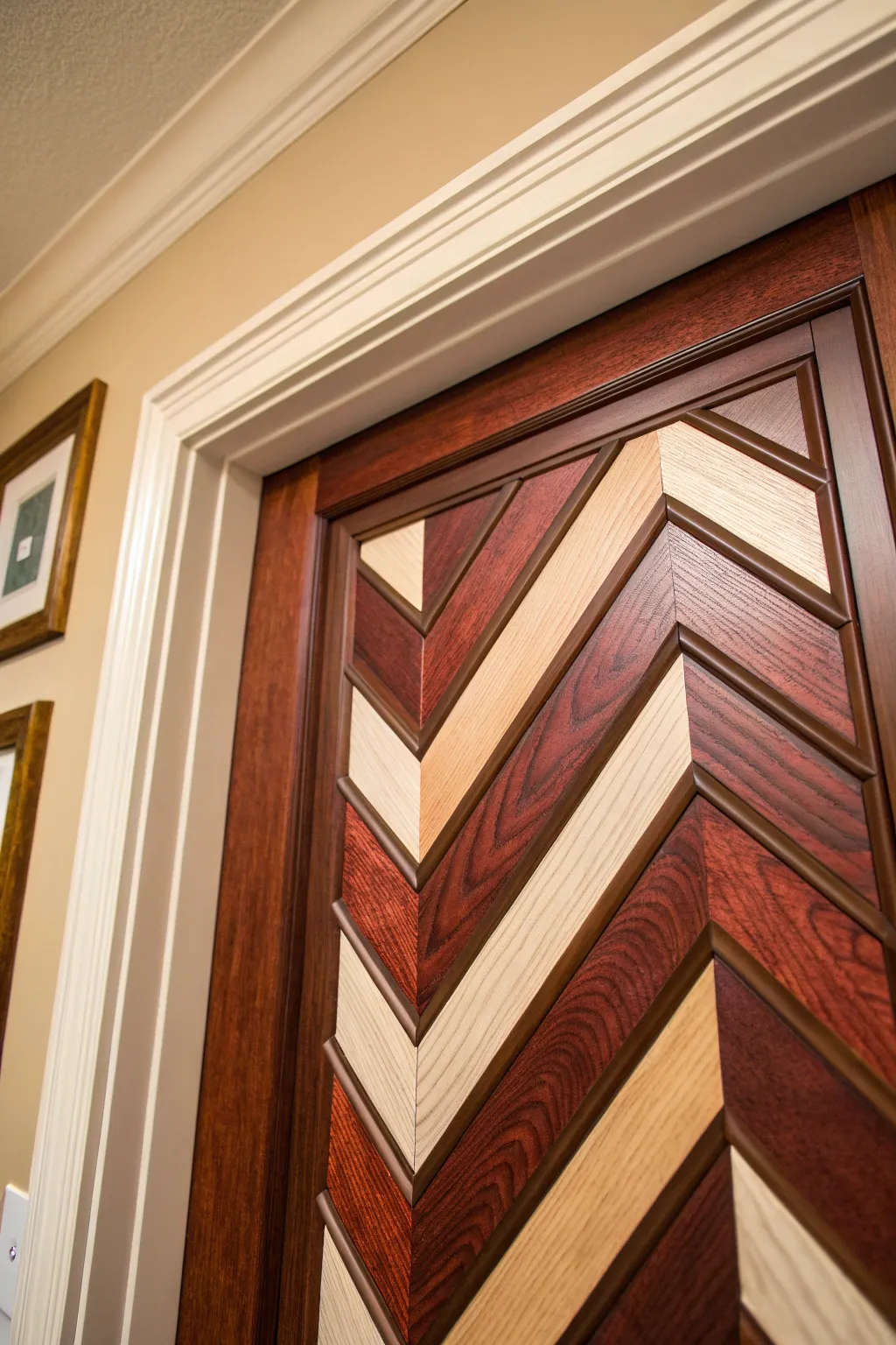 Elevate your space with this geometric door trim masterpiece—where craftsmanship meets bold design.