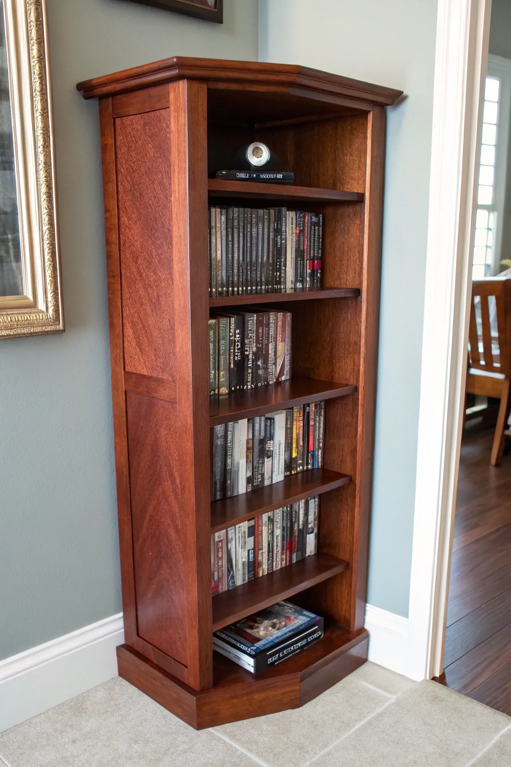 Elevate your space with bespoke corner shelving—where craftsmanship meets style.