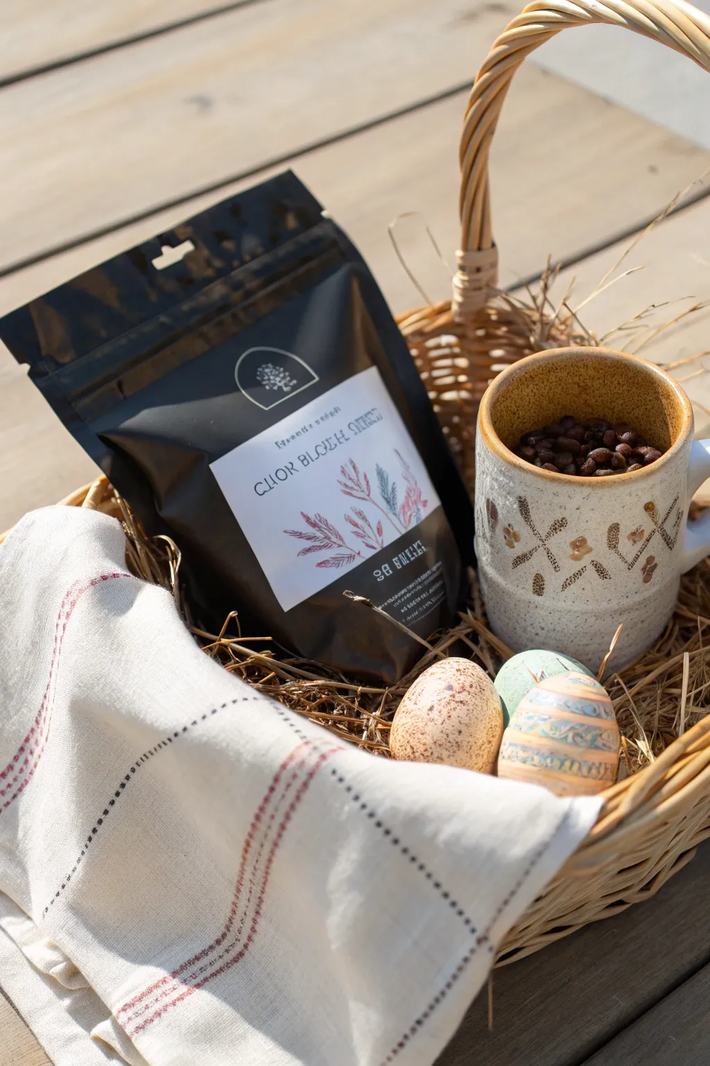Indulge in the perfect coffee lover's Easter basket - a blend of simplicity, craft, and warmth.