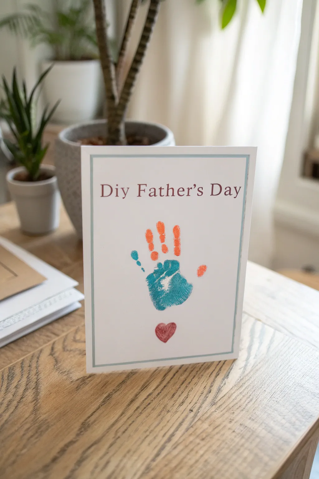 Celebrate Dad's special day with a heartfelt keepsake: Baby's first handprint card, where simplicity meets bold beauty.