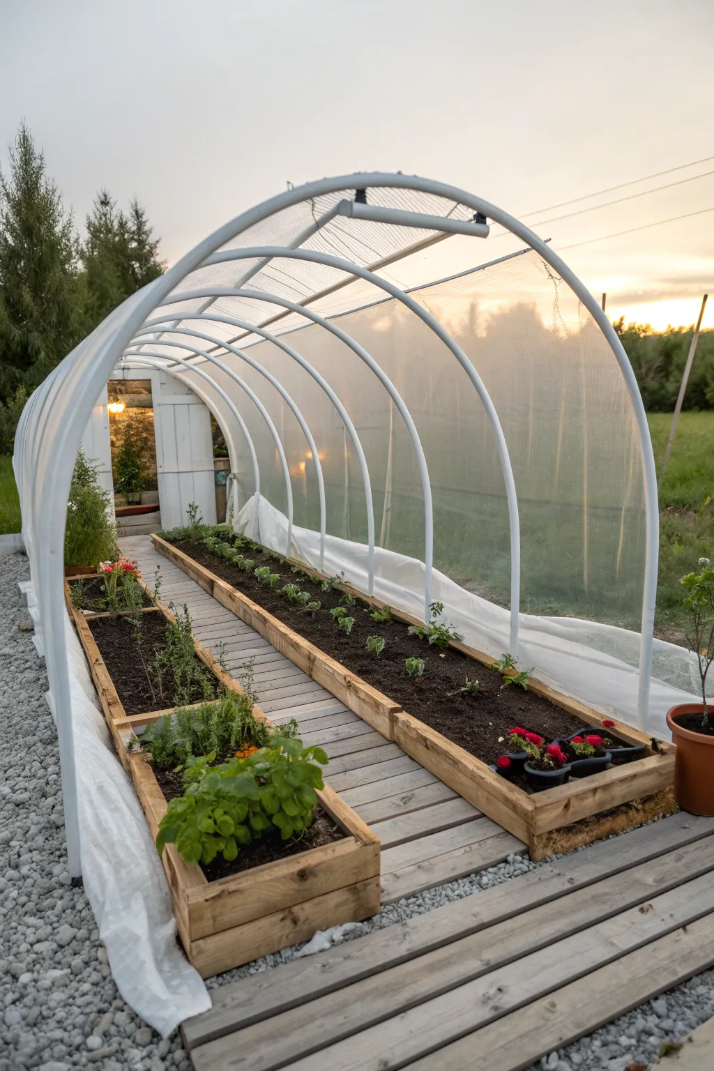 Create a serene sanctuary for your plants with this stunning DIY hoop house, where minimalist design meets natural elegance.