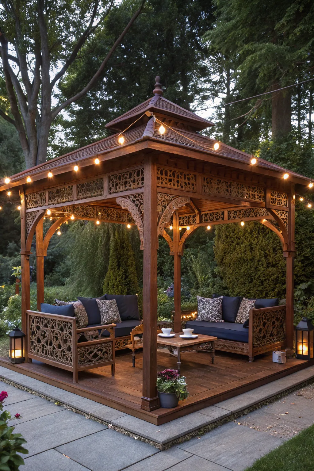 Transform your backyard with a handcrafted cozy outdoor lounge. #GazeboGoals