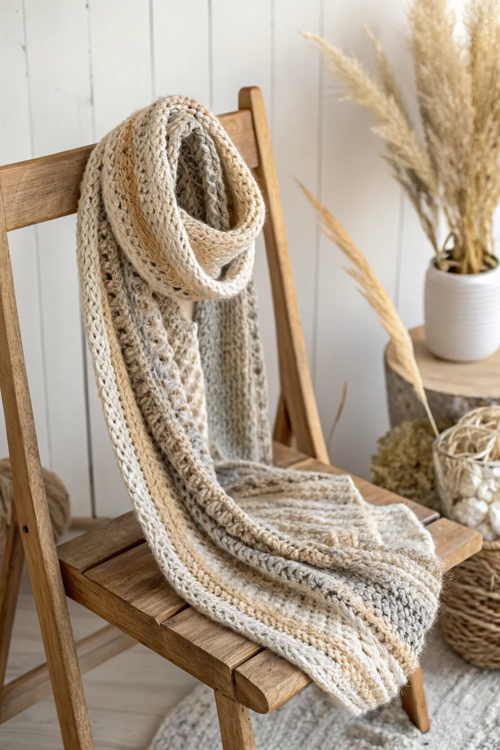 Wrap yourself in warmth and style with this handcrafted infinity scarf, a perfect blend of Scandinavian simplicity and Boho charm.