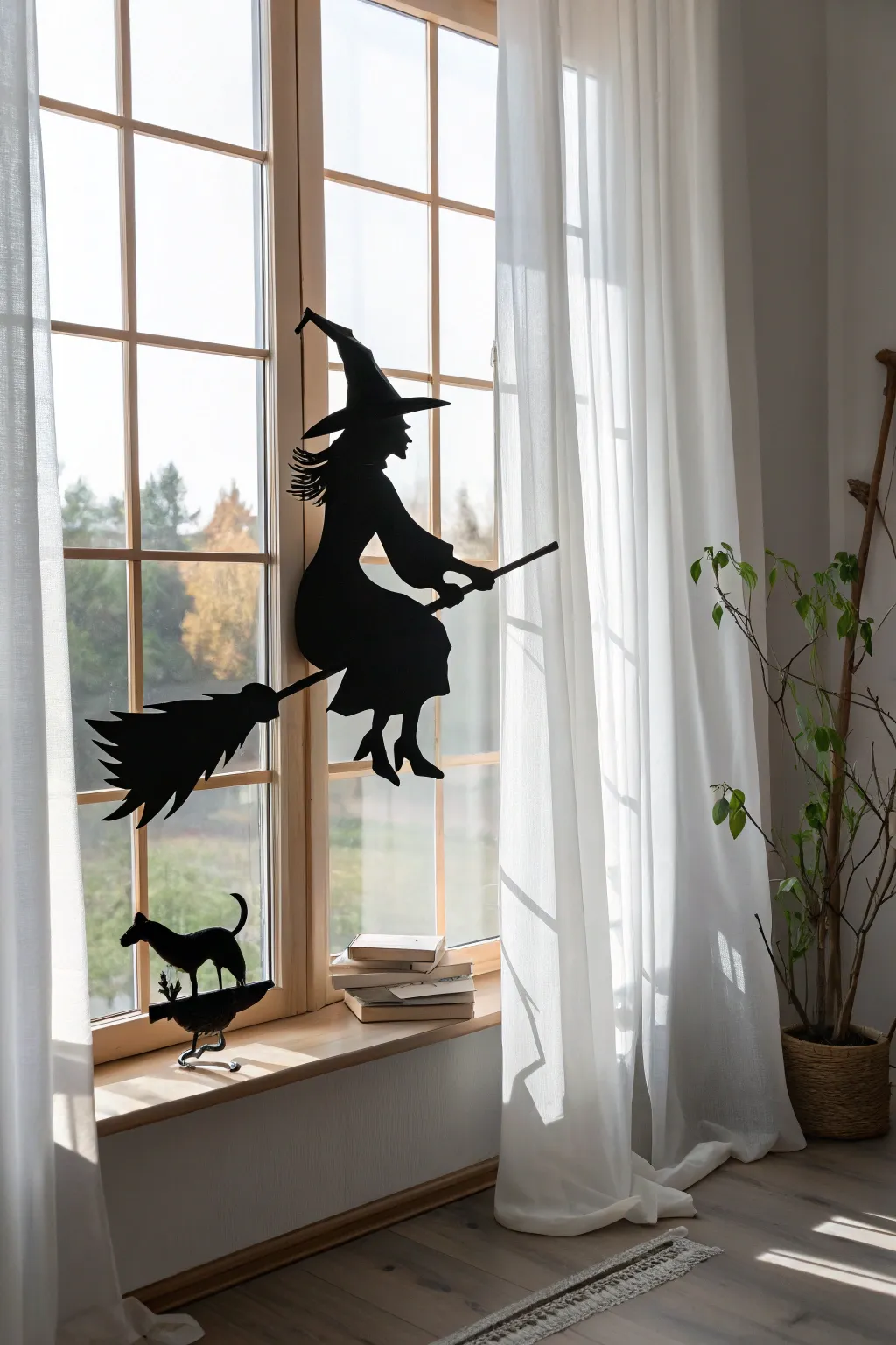 Enchant your windows with a spellbinding witch silhouette this Halloween!