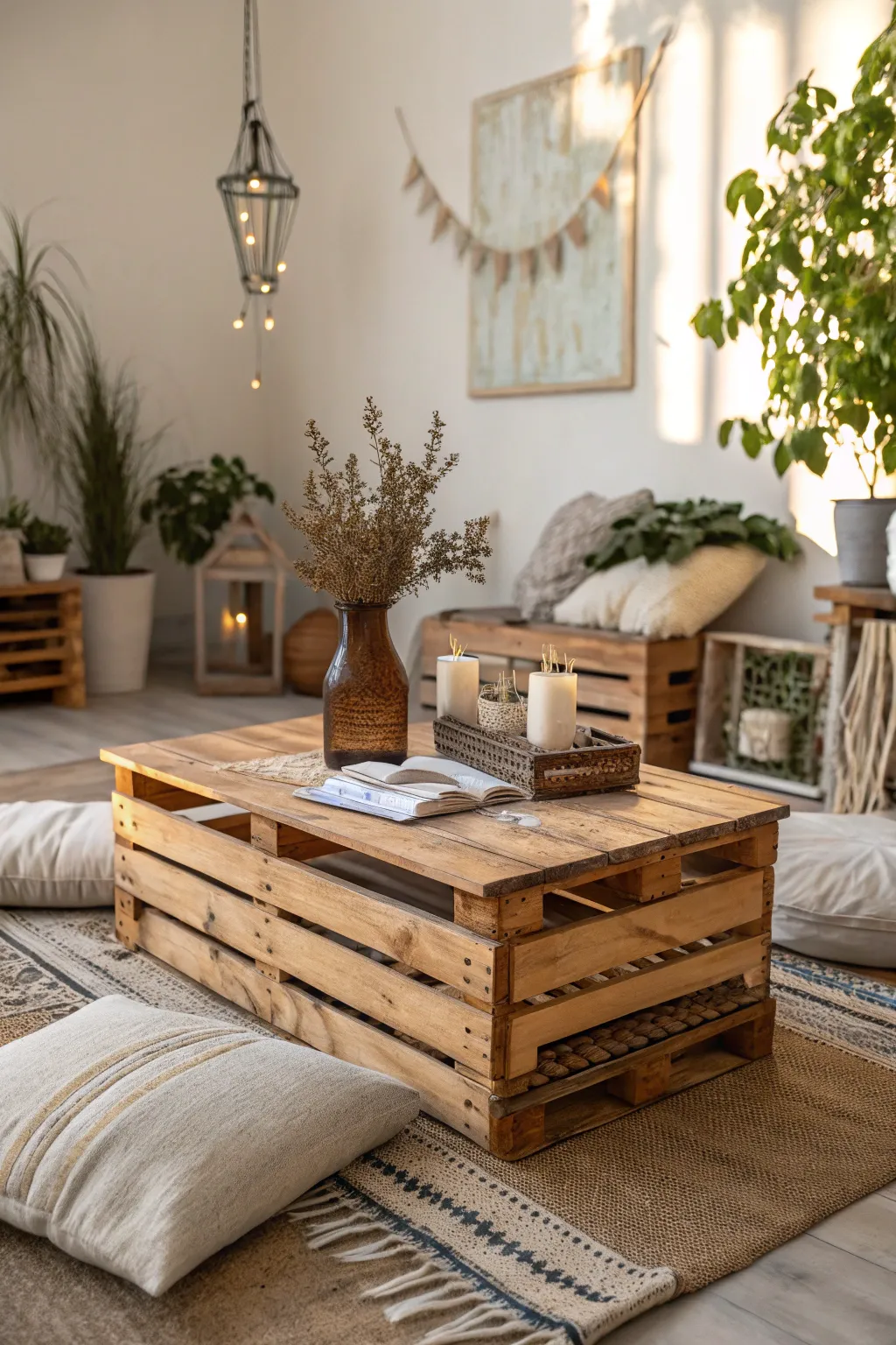 Embrace simplicity and style with a charming DIY low table perfect for your indoor picnic oasis.