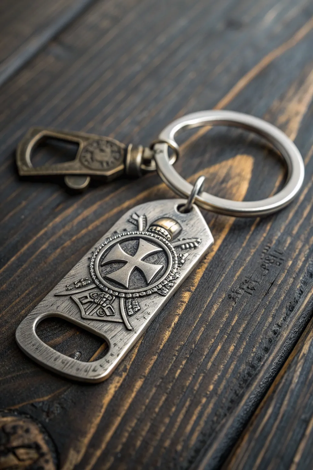 Unlock style and functionality with this handcrafted bottle opener keychain.