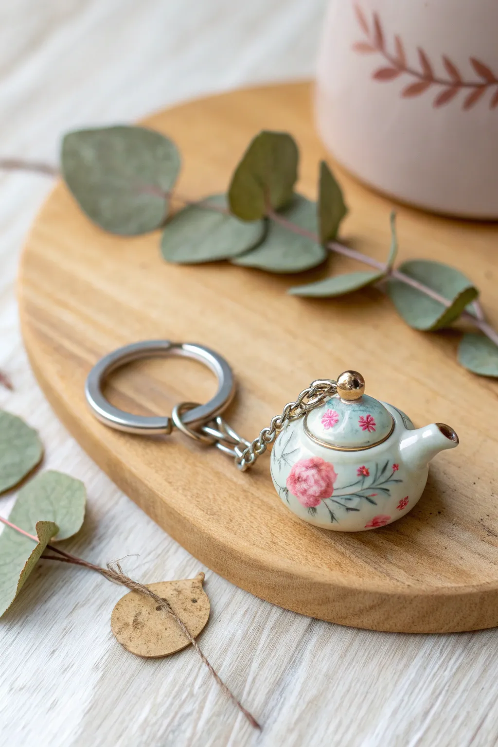 Tiny Treasures: Elevate your keys with a handcrafted miniature teapot keychain, where simplicity meets bold elegance.
