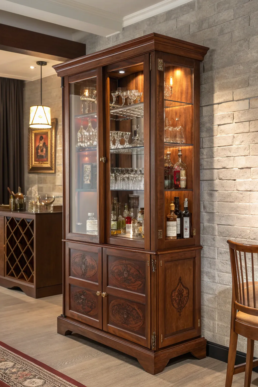 Embrace timeless elegance with a handcrafted wooden liquor cabinet, where classic design meets exquisite craftsmanship.