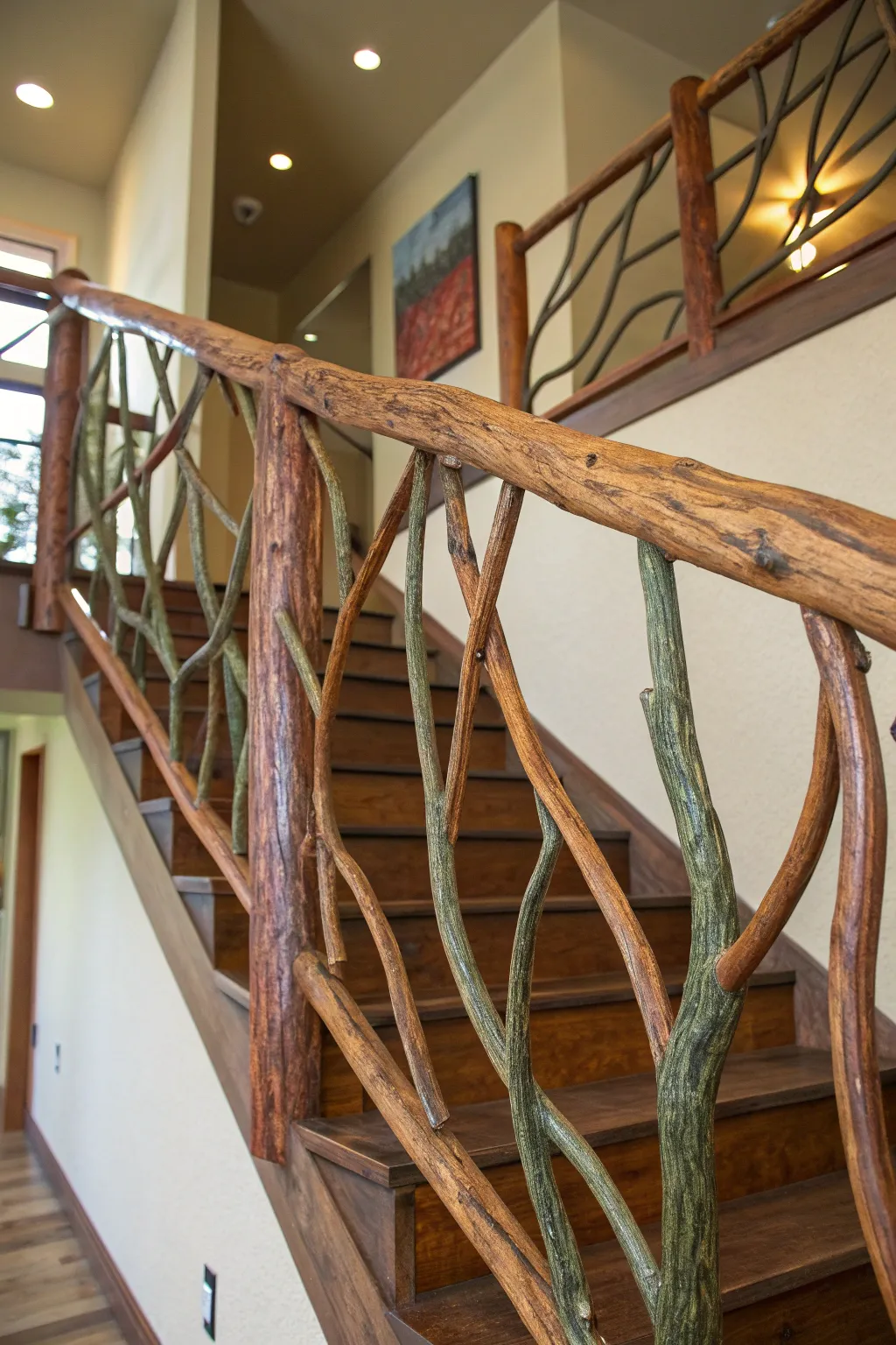 Bring nature indoors with a stunning branch railing that combines safety with style.