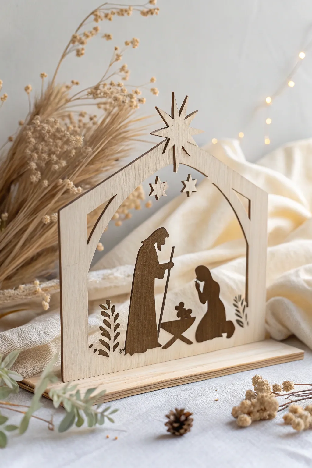 Embrace the beauty of simplicity with a minimalist nativity silhouette that tells a timeless story through clean lines and natural charm.