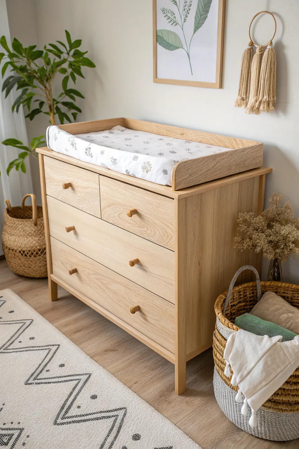 Transform your nursery with this chic and budget-friendly dresser changing station.