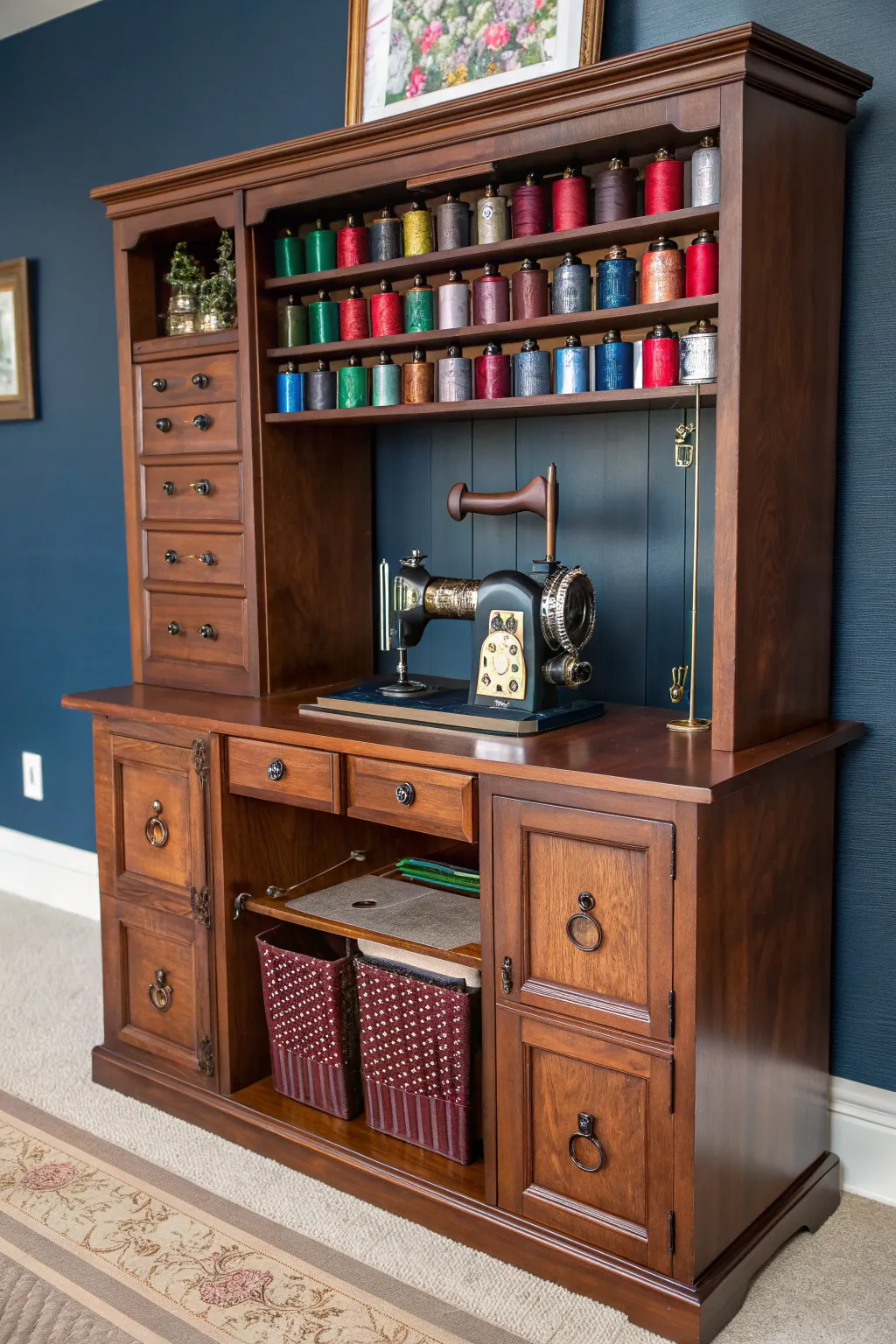 Transform vintage into vogue: A stunning sewing station conversion that combines style and function.