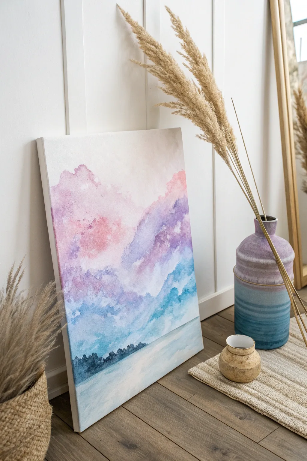 Embrace the Whimsy: Effortless watercolor blends for your minimalist canvas masterpiece.