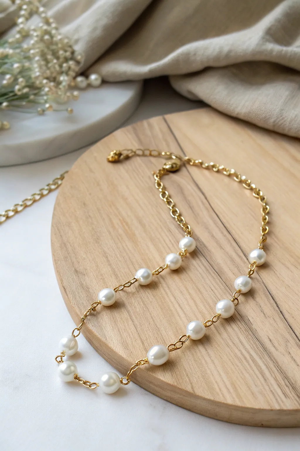 Effortlessly chic: The perfect blend of elegance and edge with a pearl and chain hybrid necklace.