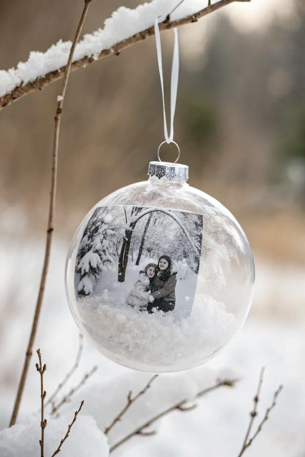 Capture cherished memories with minimalist photo snow globes that bring a touch of winter magic to your decor.