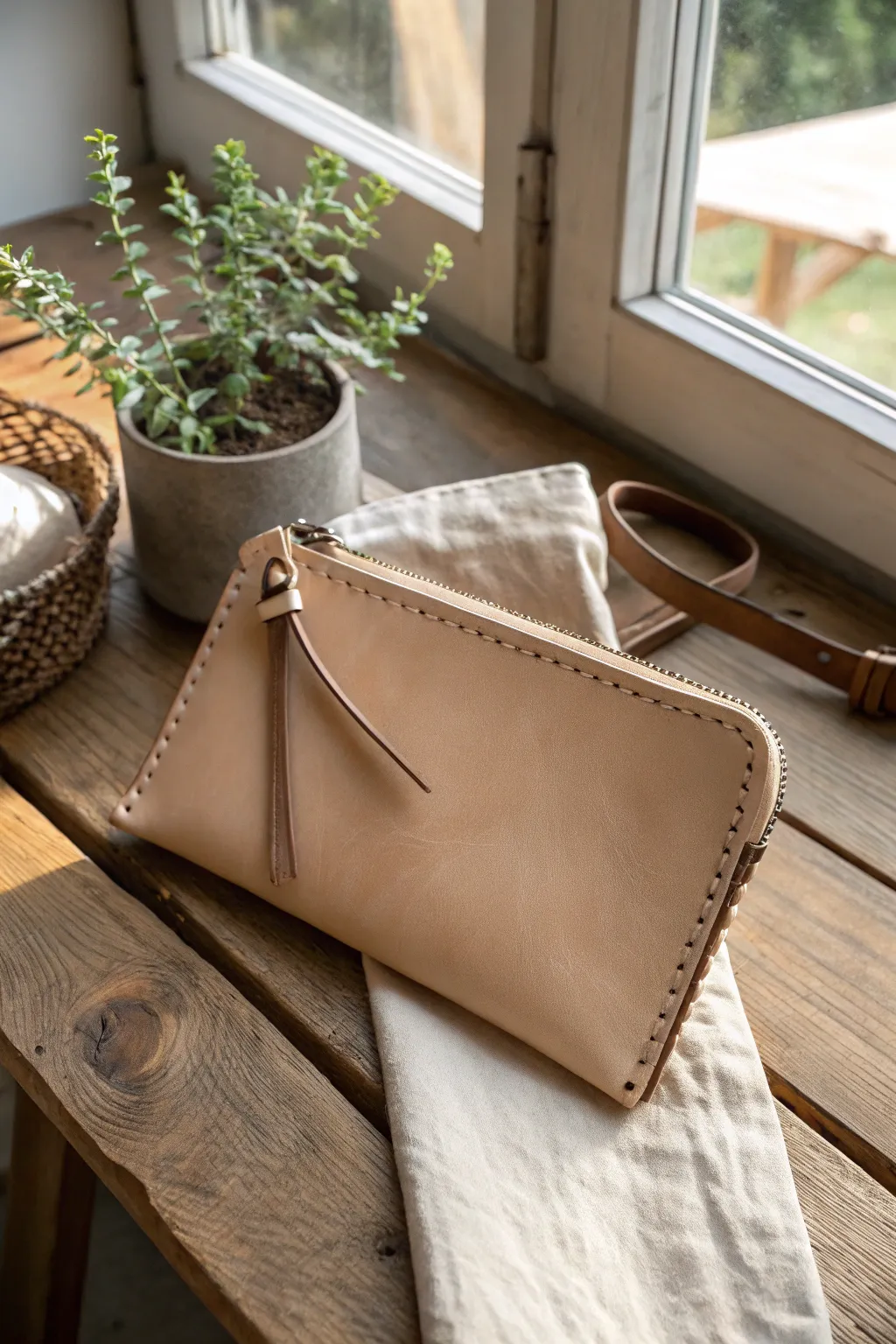 Craft your own elegance with this minimalist leather clutch—where simplicity meets style.