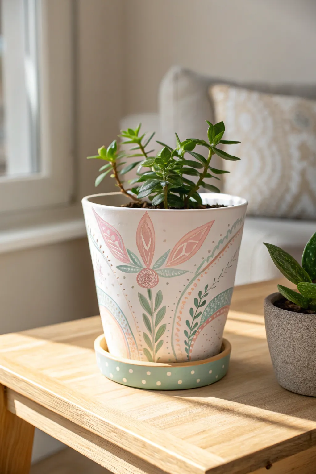 Bring a splash of color and craftsmanship into your space with hand-painted plant pots.