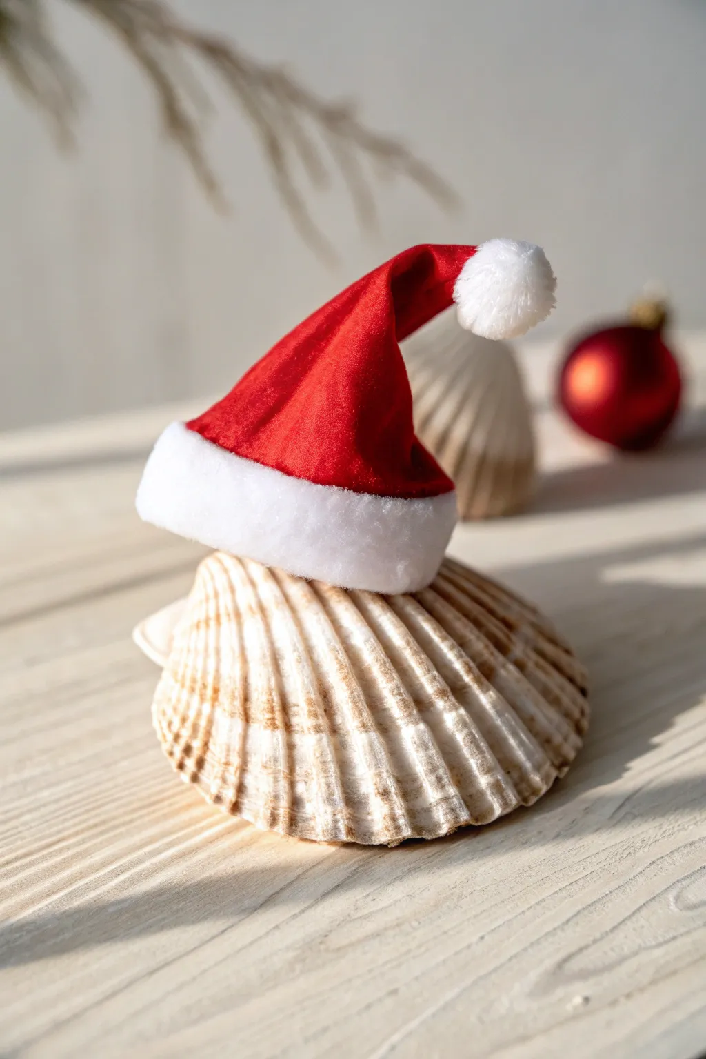 Add a whimsical touch to your holiday decor with these charming Santa Hat Seashells.