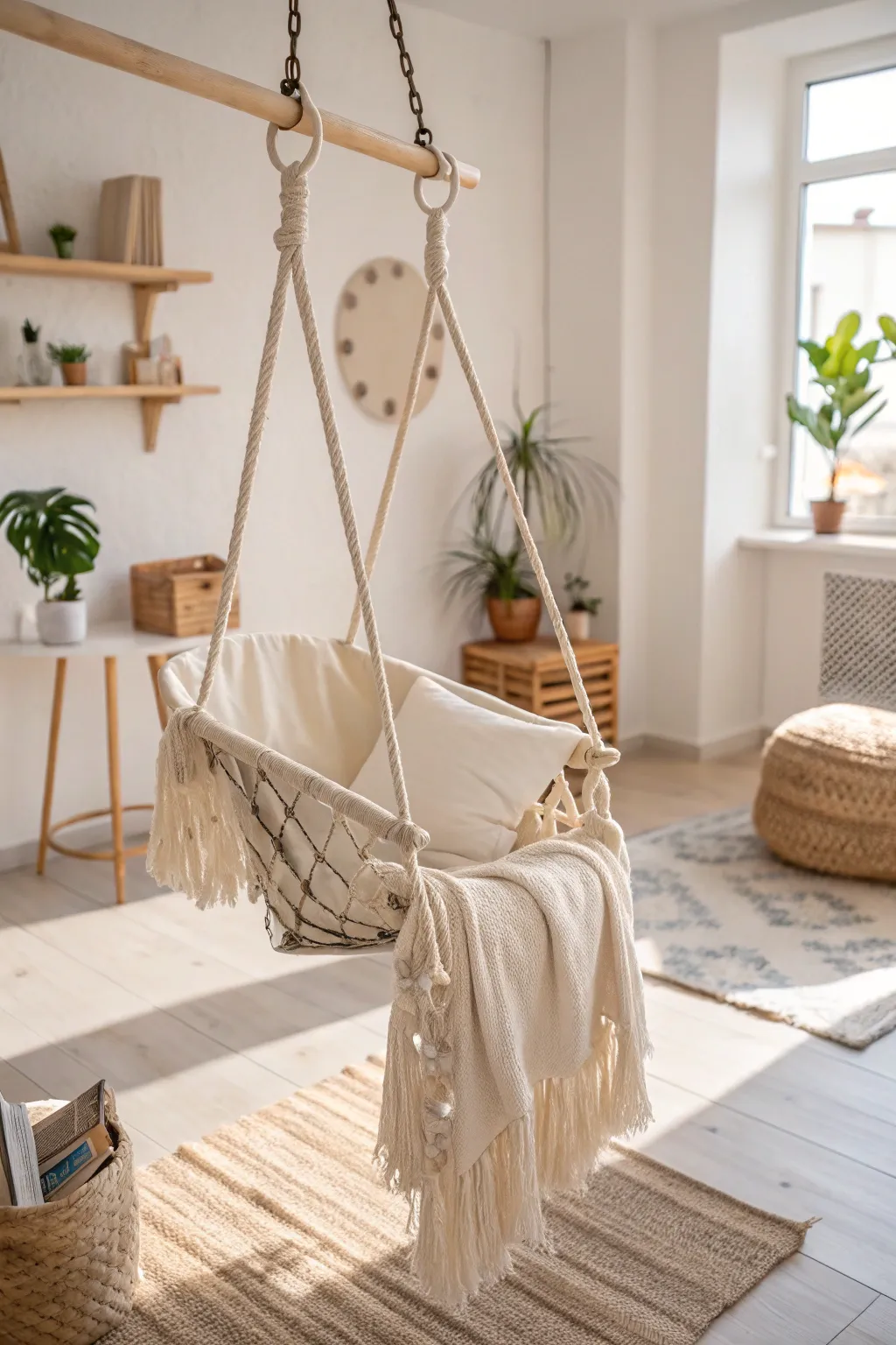 Create your serene sanctuary with a handcrafted swing for the ultimate relaxation escape.
