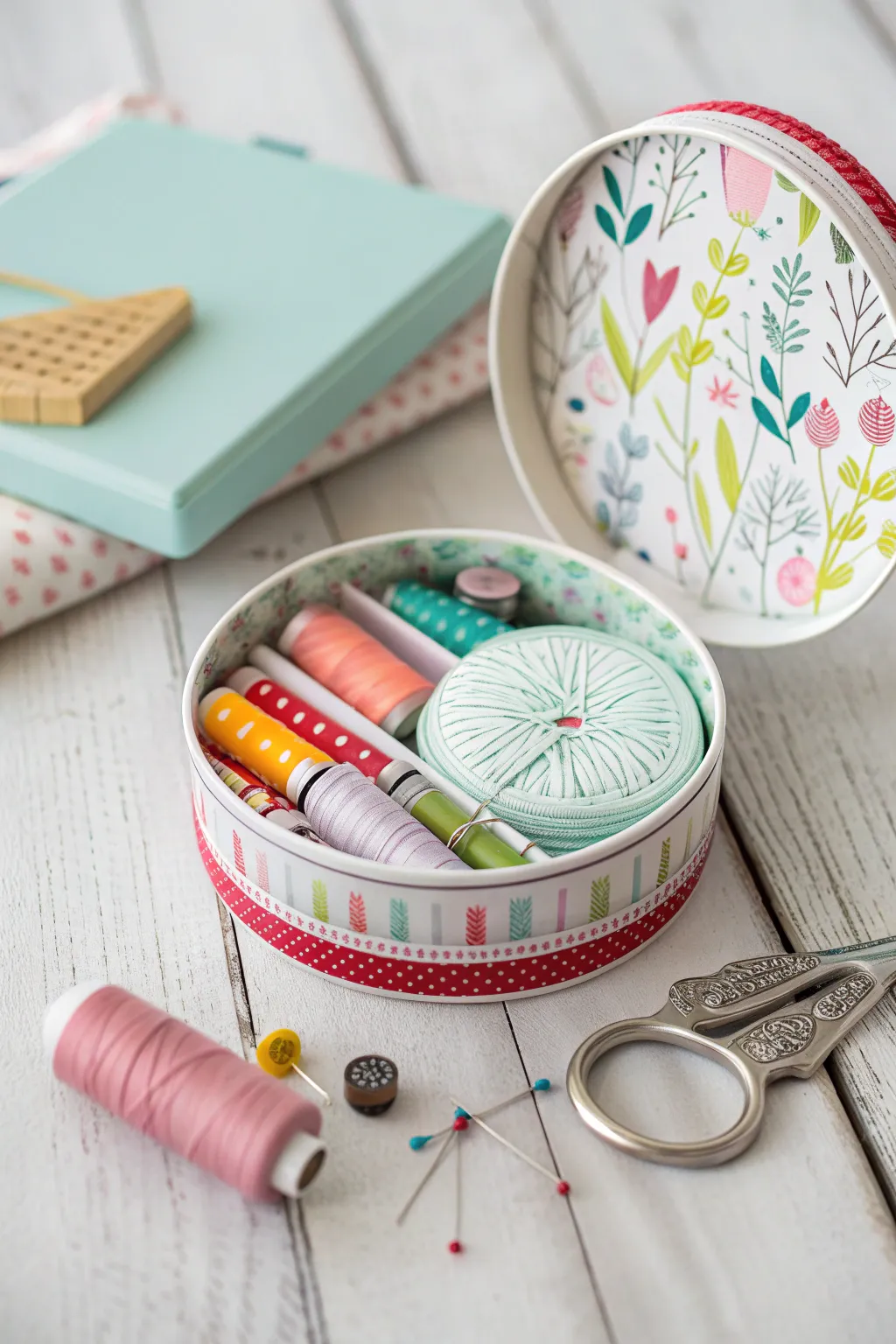Transform your cookie tin into a charming DIY sewing kit – where simplicity meets creativity!