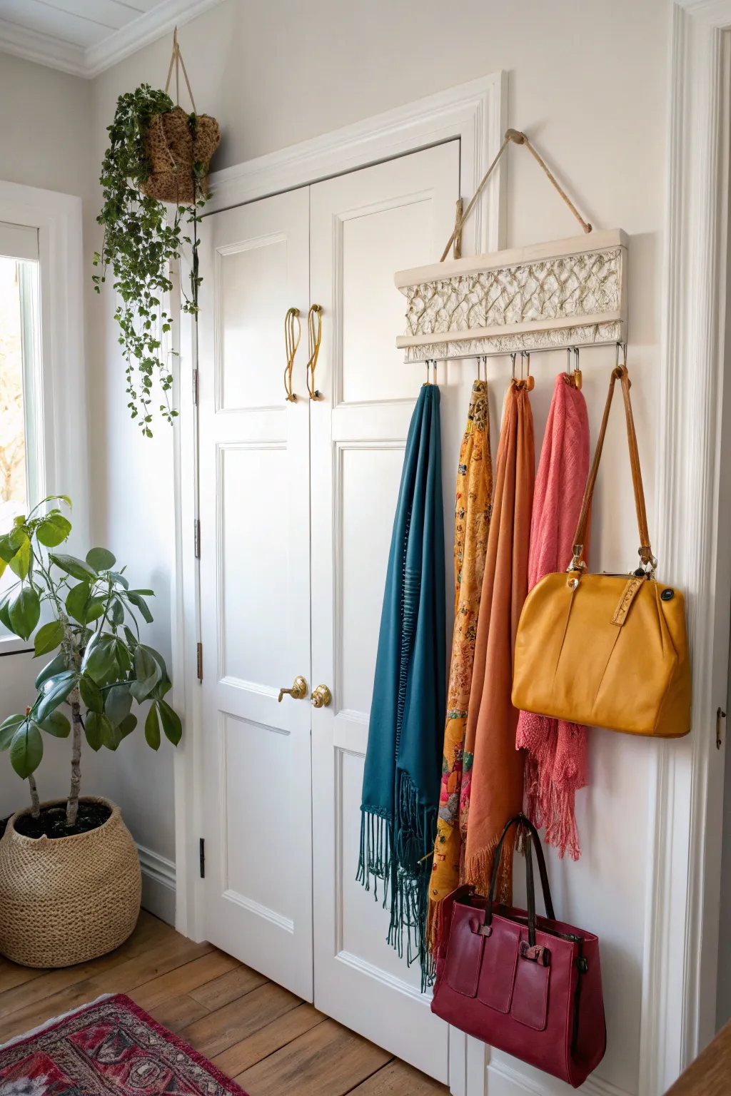 Transform your closet door into a stylish storage solution with a touch of boho charm. 🌿✨ #DIYClosetMagic