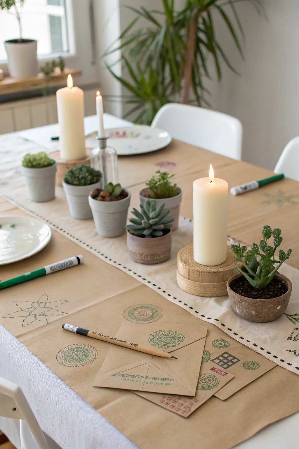 Unleash your creativity with a chic Kraft paper table cover – perfect for doodles and decoration!