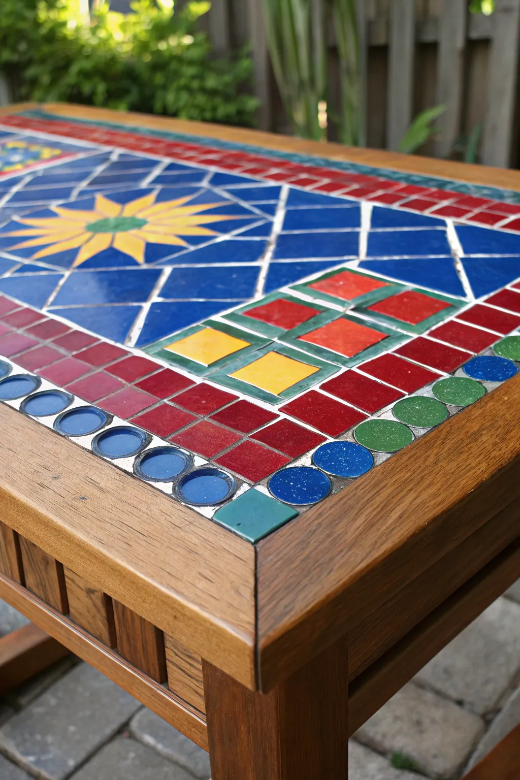 Transform your table with a stunning tile mosaic – a masterpiece of color and craftsmanship.