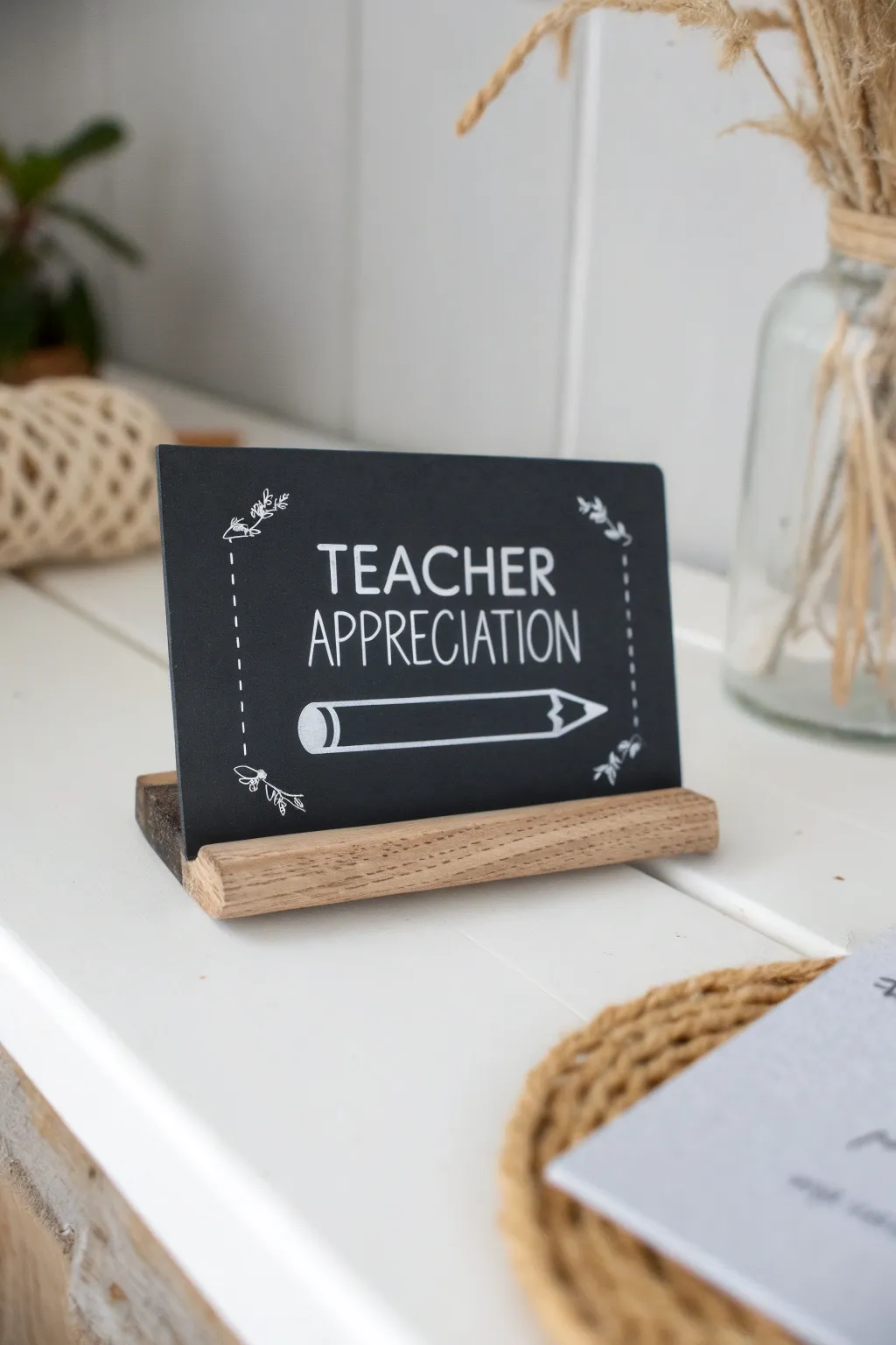 Craft a heartfelt thank you with a charming chalkboard card, blending minimalist elegance with a touch of nostalgia.