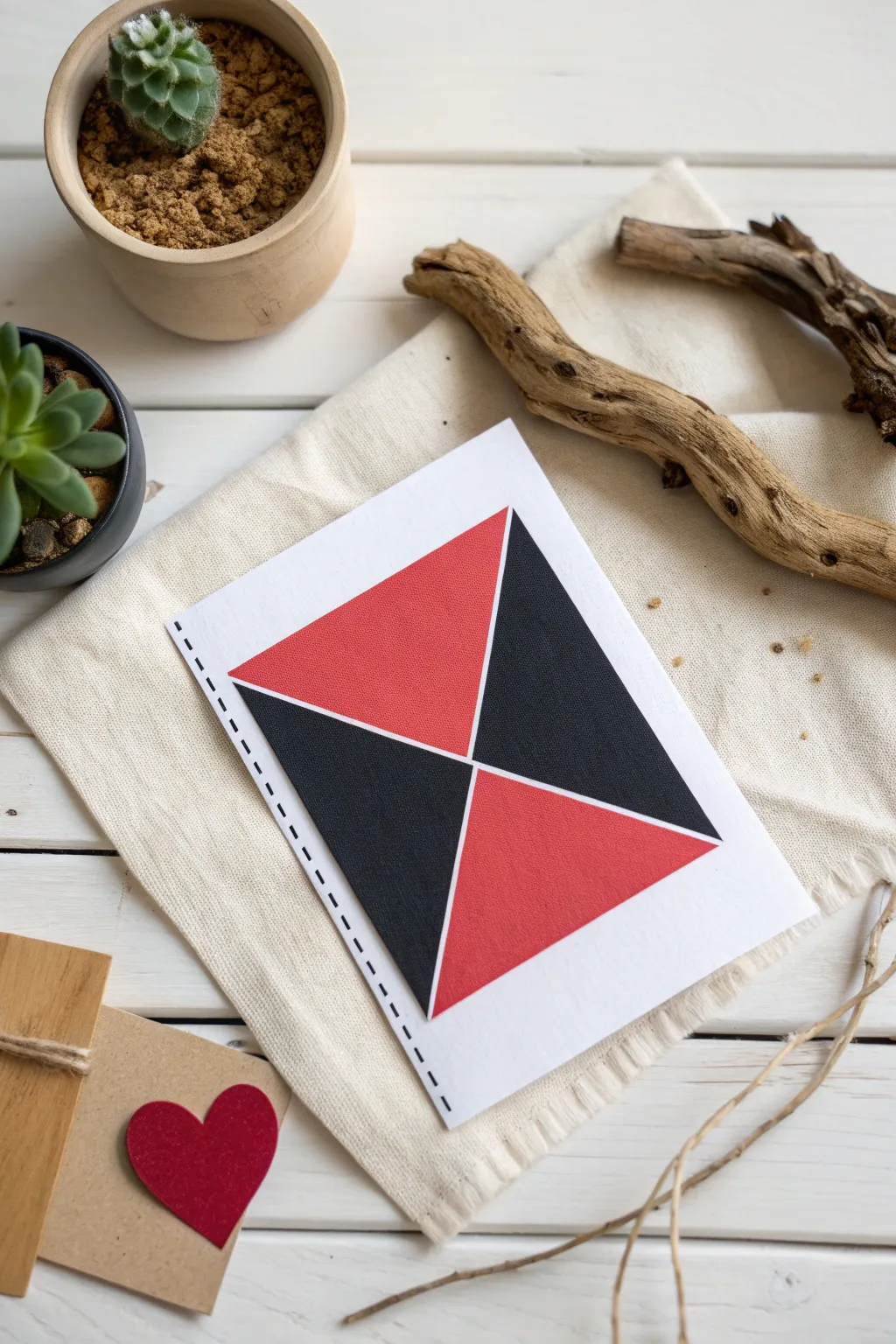 Craft a modern love note with bold color blocks for a striking Valentine’s Day gesture.